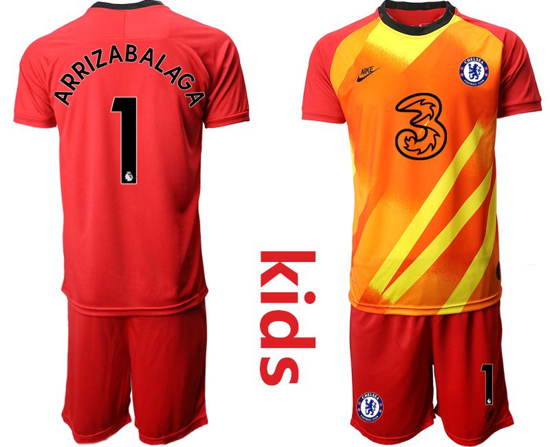 Youth 2020-2021 club Chelsea red goalkeeper #1 Soccer Jerseys->chelsea jersey->Soccer Club Jersey